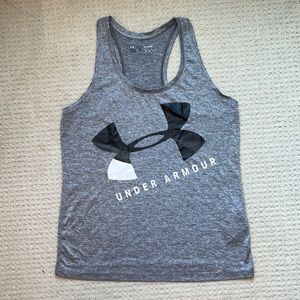 Woman’s grey Under Armor tech tank